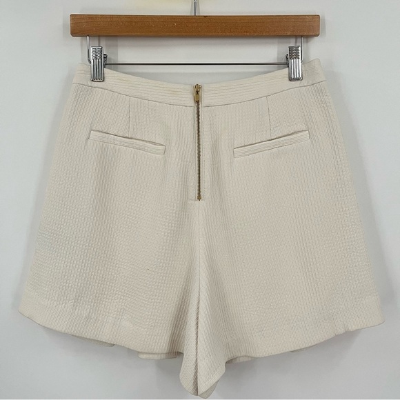 Tibi 6 pleated skort ivory textured mini 0518 zipper pockets - Picture 4 of 9